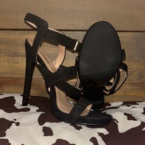 Glaze Black Strappy Heels